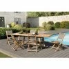 MACABANE HARRIS - SALON DE JARDIN EN BOIS TECK 8/10 Pers. - 1 Table Extensible 180*240/100 Cm Et 6 Chaises Textilène Taupe - Marron -MACABANE Elegant store 12169132 1