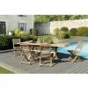 MACABANE HARRIS - SALON DE JARDIN BOIS TECK 8/10 Pers - 1 Table Rect. Extensible Pieds Croisés 180*240/100 Cm - 6 Chaises Textilène Taupe - Marron