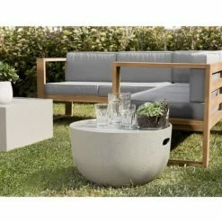 MACABANE HANS - Table Basse De Jardin Ronde 58x58 Cm Béton - Anthracite