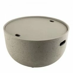 MACABANE HANS - Table Basse De Jardin Ronde 58x58 Cm Béton - Anthracite -MACABANE Elegant store 15556939 5