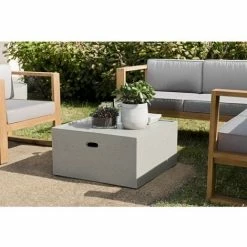 MACABANE HANS - Table Basse De Jardin Carrée 68x68 Cm Béton - Anthracite