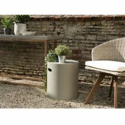 MACABANE HANS - Table D'appoint De Jardin Ronde 40x40 Cm Béton - Anthracite