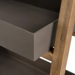 MACABANE HANS - Porte-plantes, étagère En Résine, Effet Béton Et Acacia - PM - Anthracite -MACABANE Elegant store 15556946 4