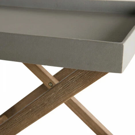 MACABANE HANS - Set De 2 Tables Basses Pliantes De Jardin En Résine Effet Béton Et Pieds Croisés Acacia - Anthracite 5 MACABANE HANS - Set De 2 Tables Basses Pliantes De Jardin En Résine Effet Béton Et Pieds Croisés Acacia - Anthracite – Image 3