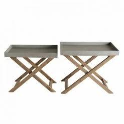 MACABANE HANS - Set De 2 Tables Basses Pliantes De Jardin En Résine Effet Béton Et Pieds Croisés Acacia - Anthracite 10 MACABANE HANS - Set De 2 Tables Basses Pliantes De Jardin En Résine Effet Béton Et Pieds Croisés Acacia - Anthracite -MACABANE Elegant store 15556947 4