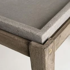 MACABANE HANS - Table D'appoint De Jardin Carrée Béton 53x53 Cm Et Pieds En Bois Acacia - Gris -MACABANE Elegant store 15556953 4