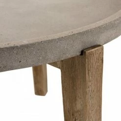 MACABANE HANS - Table Basse De Jardin Ronde Béton 81x81 Cm Pieds En Bois Acacia - Gris -MACABANE Elegant store 15556960 3