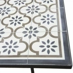 MACABANE VICTOIRE - Table De Jardin 6/8 Personnes Rectangulaire 203x102 Cm Carreaux De Ciment Pieds Noirs Arc Métal - Multicouleurs -MACABANE Elegant store 15556983 4