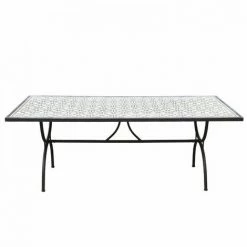 MACABANE VICTOIRE - Table De Jardin 6/8 Personnes Rectangulaire 203x102 Cm Carreaux De Ciment Pieds Noirs Arc Métal - Multicouleurs -MACABANE Elegant store 15556983 5