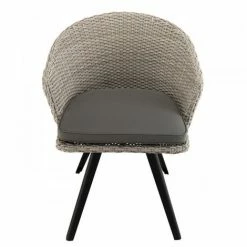 MACABANE VICTOIRE - Chaise De Jardin En Rotin Synthétique Gris Avec Coussin Gris Pieds Noirs En Métal - Gris -MACABANE Elegant store 15557012 3