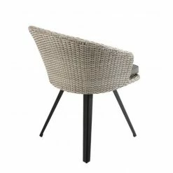 MACABANE VICTOIRE - Chaise De Jardin En Rotin Synthétique Gris Avec Coussin Gris Pieds Noirs En Métal - Gris -MACABANE Elegant store 15557012 4