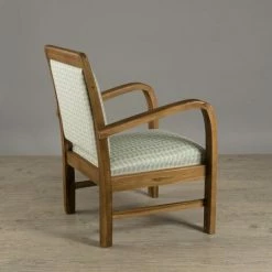 MACABANE ERIS - Fauteuil Bois Teck Scandi Tissu Bleu Clair 'pétales' - Vert 11 MACABANE ERIS - Fauteuil Bois Teck Scandi Tissu Bleu Clair 'pétales' - Vert -MACABANE Elegant store 17783616 5