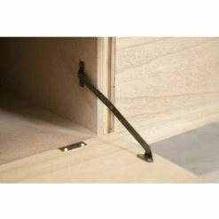 MACABANE EDITH - Meuble TV Bois Naturel 1 Porte 1 Tiroir Pieds épingles Métal Noir - Marron -MACABANE Elegant store 17783623 4