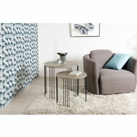 MACABANE FLEUR - Set De 2 Guéridons Pieds Métal - Naturel 3 MACABANE FLEUR - Set De 2 Guéridons Pieds Métal - Naturel