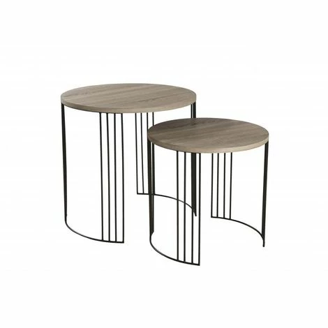 MACABANE FLEUR - Set De 2 Guéridons Pieds Métal - Naturel 4 MACABANE FLEUR - Set De 2 Guéridons Pieds Métal - Naturel – Image 2