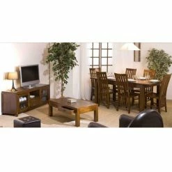 MACABANE EDEN - Table à Manger Rectangulaire Marron Rallonge 160/200cm Bois Mindi - Chocolat -MACABANE Elegant store 17783637 5