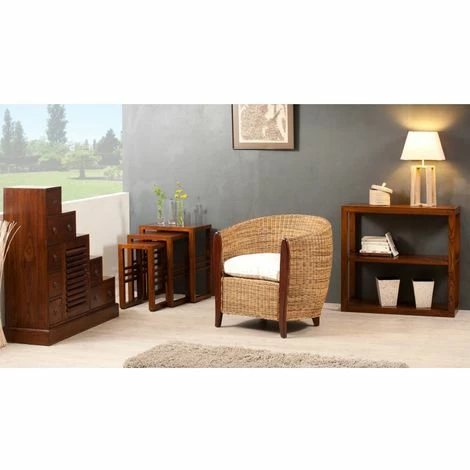 MACABANE EDEN - Set De 3 Tables Gigognes Rectangulaires Marrons Bois Mindi - Chocolat 6 MACABANE EDEN - Set De 3 Tables Gigognes Rectangulaires Marrons Bois Mindi - Chocolat – Image 4