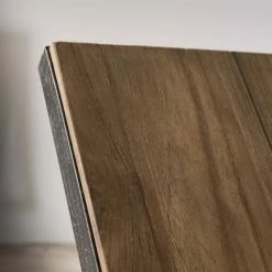 MACABANE ALIDA - Bout De Canapé Carré Marron 40x40cm Teck Recyclé Pied Métal Noir - Brun -MACABANE Elegant store 17783696 3