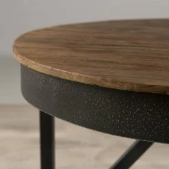MACABANE ALIDA - Table Basse Ronde D'appoint 50x50cm Plateau Teck Recyclé Pied Métal Noir - Brun 7 MACABANE ALIDA - Table Basse Ronde D'appoint 50x50cm Plateau Teck Recyclé Pied Métal Noir - Brun -MACABANE Elegant store 17783698 3