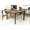 MACABANE ALIDA - Table à Manger Rectangulaire 200x100 Cm Plateau Teck Recyclé Métal Noir - Brun -MACABANE Elegant store 17783701 1