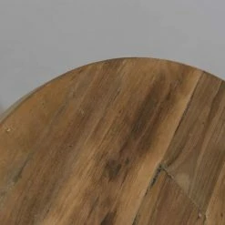 MACABANE ALIDA - Table Basse Ronde 75x75cm Plateau Teck Recyclé Pieds Métal Noir - Brun -MACABANE Elegant store 17783705 3