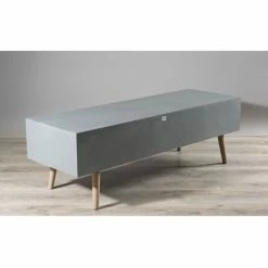 MACABANE MARTIN - Meuble TV Gris 3 Tiroirs Beiges Bois Pin - Gris Béton -MACABANE Elegant store 17783710 4