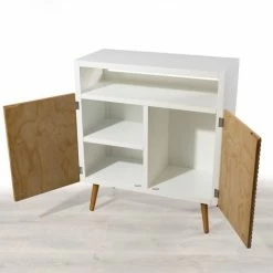 MACABANE ISIDORE - Buffet 2 Portes Bois Clair Et Blanc - Miel & Blanc -MACABANE Elegant store 17783730 3