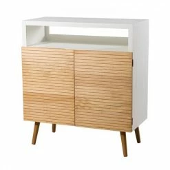 MACABANE ISIDORE - Buffet 2 Portes Bois Clair Et Blanc - Miel & Blanc -MACABANE Elegant store 17783730 5