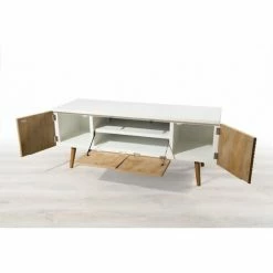 MACABANE ISIDORE - Meuble TV 4 Portes Bois Clair Et Blanc - Miel & Blanc -MACABANE Elegant store 17783733 3