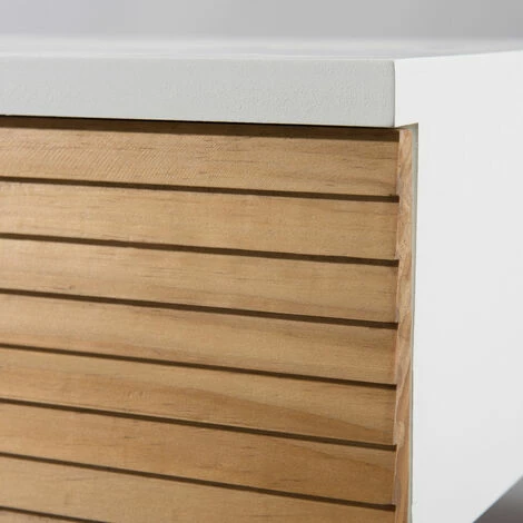 MACABANE ISIDORE - Console 2 Tiroirs Bois Clair Et Blanc - Miel & Blanc 6 MACABANE ISIDORE - Console 2 Tiroirs Bois Clair Et Blanc - Miel & Blanc – Image 4