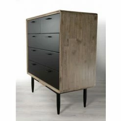 MACABANE AGATHE - Commode 5 Tiroirs Bois Chêne Et Métal Noir - Chêne Clair Cérusé Et Noir 10 MACABANE AGATHE - Commode 5 Tiroirs Bois Chêne Et Métal Noir - Chêne Clair Cérusé Et Noir -MACABANE Elegant store 17783738 4