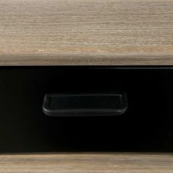 MACABANE AGATHE - Table Basse 2 Tiroirs 2 Niches Bois Chêne Et Métal Noir - Chêne Clair Cérusé Et Noir -MACABANE Elegant store 17783743 4