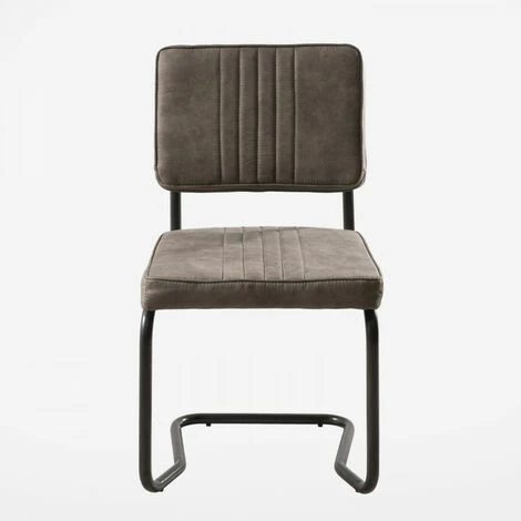 MACABANE ESTELLE - Lot De 2 Chaises Tissu Taupe Pieds Métal Noir - Taupe 7 MACABANE ESTELLE - Lot De 2 Chaises Tissu Taupe Pieds Métal Noir - Taupe – Image 5