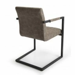 MACABANE ESTELLE - Lot De 2 Fauteuils Tissu Taupe Pieds Métal Noir - Taupe -MACABANE Elegant store 17783758 3