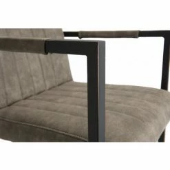MACABANE ESTELLE - Lot De 2 Fauteuils Tissu Taupe Pieds Métal Noir - Taupe -MACABANE Elegant store 17783758 5