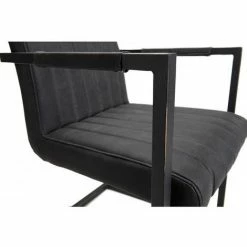 MACABANE ESTELLE - Lot De 2 Fauteuils Tissu Gris Anthracite Pieds Métal Noir - Gris Anthracite -MACABANE Elegant store 17783760 5
