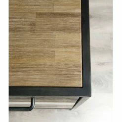 MACABANE LEANDRE - Buffet 2 Portes 3 Tiroirs Acacia Et Acier - Multicouleurs Vieillies -MACABANE Elegant store 17783761 3