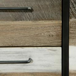 MACABANE LEANDRE - Buffet 2 Portes 3 Tiroirs Acacia Et Acier - Multicouleurs Vieillies -MACABANE Elegant store 17783761 5