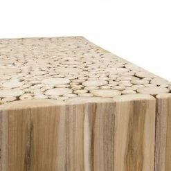 MACABANE LALY - Table Basse Carrée 70x70cm Bois Naturel Branches Teck - Bois Naturel -MACABANE Elegant store 17783817 5