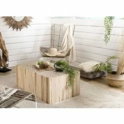 MACABANE LALY - Table Basse Rectangulaire 110x60cm Bois Naturel Branches Teck - Bois Naturel