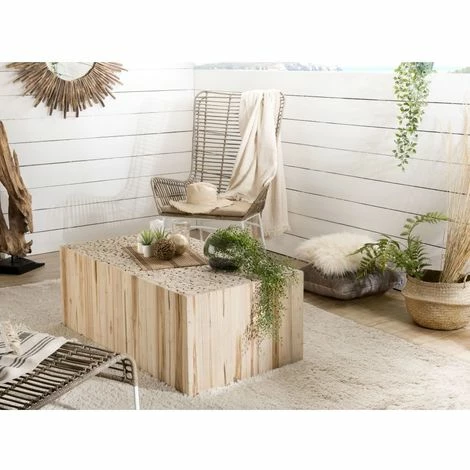MACABANE LALY - Table Basse Rectangulaire 110x60cm Bois Naturel Branches Teck - Bois Naturel 3 MACABANE LALY - Table Basse Rectangulaire 110x60cm Bois Naturel Branches Teck - Bois Naturel