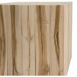 MACABANE LALY - Bout De Canapé Carré 45.5x45.5cm Bois Naturel Branches Teck - Bois Naturel -MACABANE Elegant store 17783820 4