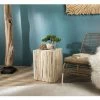 MACABANE LALY - Table D'appoint Carrée 35x35cm Bois Naturel Petites Branches Teck - Bois Naturel -MACABANE Elegant store 17783822 1