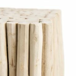 MACABANE LALY - Table D'appoint Carrée 35x35cm Bois Naturel Petites Branches Teck - Bois Naturel -MACABANE Elegant store 17783822 5