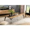 MACABANE MADISON - Table Basse Rectangulaire 140x70cm Bois Teck Recyclé Métal Et Pieds Métal Noir - Bois Naturel ; Métal : Vernis Polyuréthane Noir -MACABANE Elegant store 17783838 1