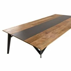 MACABANE MADISON - Table Basse Rectangulaire 140x70cm Bois Teck Recyclé Métal Et Pieds Métal Noir - Bois Naturel ; Métal : Vernis Polyuréthane Noir -MACABANE Elegant store 17783838 5
