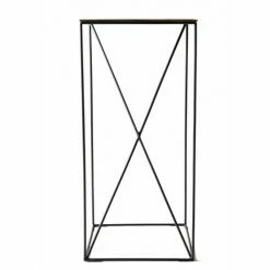 MACABANE MADISON - Table D'appoint Carrée Bois Plateau Teck Recyclé 35x35cm Pied Métal Noir Moyen Modèle - Bois Naturel ; Métal Noir -MACABANE Elegant store 17783845 5