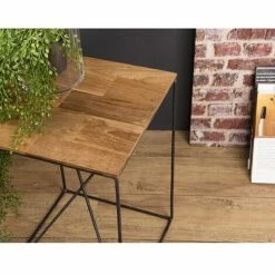 MACABANE MADISON - Table D'appoint Carrée Bois Plateau Teck Recyclé 35x35cm Pied Métal Noir Petit Modèle - Bois Naturel ; Métal Noir 9 MACABANE MADISON - Table D'appoint Carrée Bois Plateau Teck Recyclé 35x35cm Pied Métal Noir Petit Modèle - Bois Naturel ; Métal Noir -MACABANE Elegant store 17783847 3