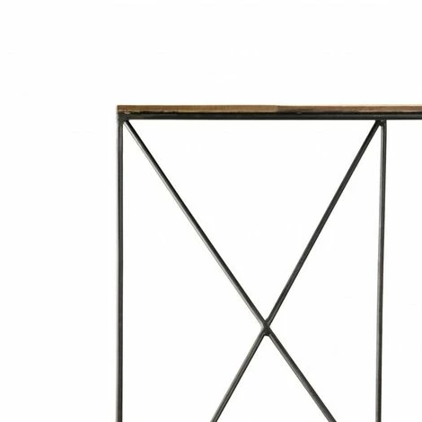 MACABANE MADISON - Table D'appoint Carrée Bois Plateau Teck Recyclé 35x35cm Pied Métal Noir Petit Modèle - Bois Naturel ; Métal Noir 7 MACABANE MADISON - Table D'appoint Carrée Bois Plateau Teck Recyclé 35x35cm Pied Métal Noir Petit Modèle - Bois Naturel ; Métal Noir – Image 5