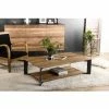 MACABANE MADISON - Table Basse Rectangulaire 120x70cm Avec Tablette Bois Teck Recyclé Pieds Métal Noir - Bois Naturel ; Métal Noir -MACABANE Elegant store 17783851 1